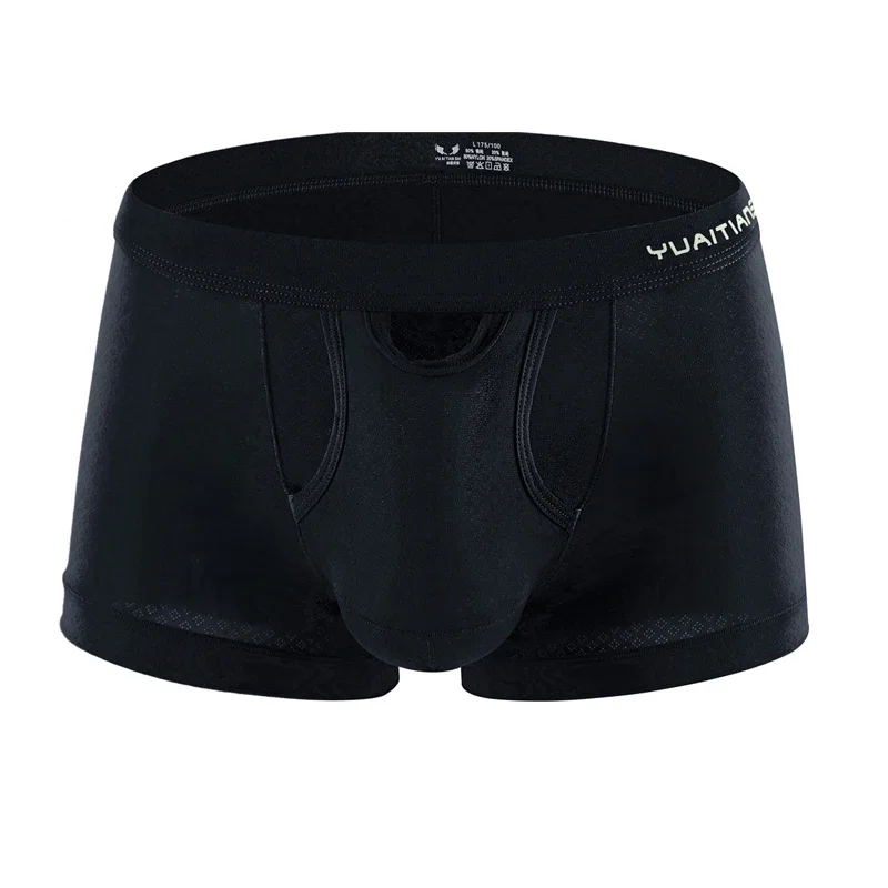 

Men's Underwear Nylon Solid Mesh Breathable Mid-waist Boxer U Convex Design Dry Quickly Boxer Shorts