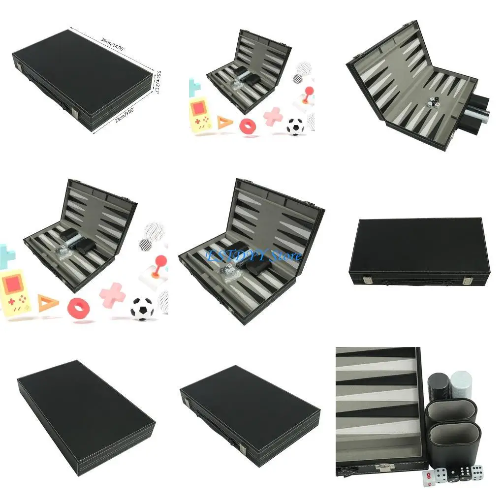 

G6DE Leather Backgammons Board Game Set 2 Player Backgammons Set Easy to Use