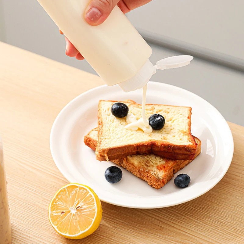 *1pc new 200/300ml Condiment Squeeze Bottle Ketchup Mustard Bottle Clear Mayonnaise Honey Dispenser Sauce Storage Container
