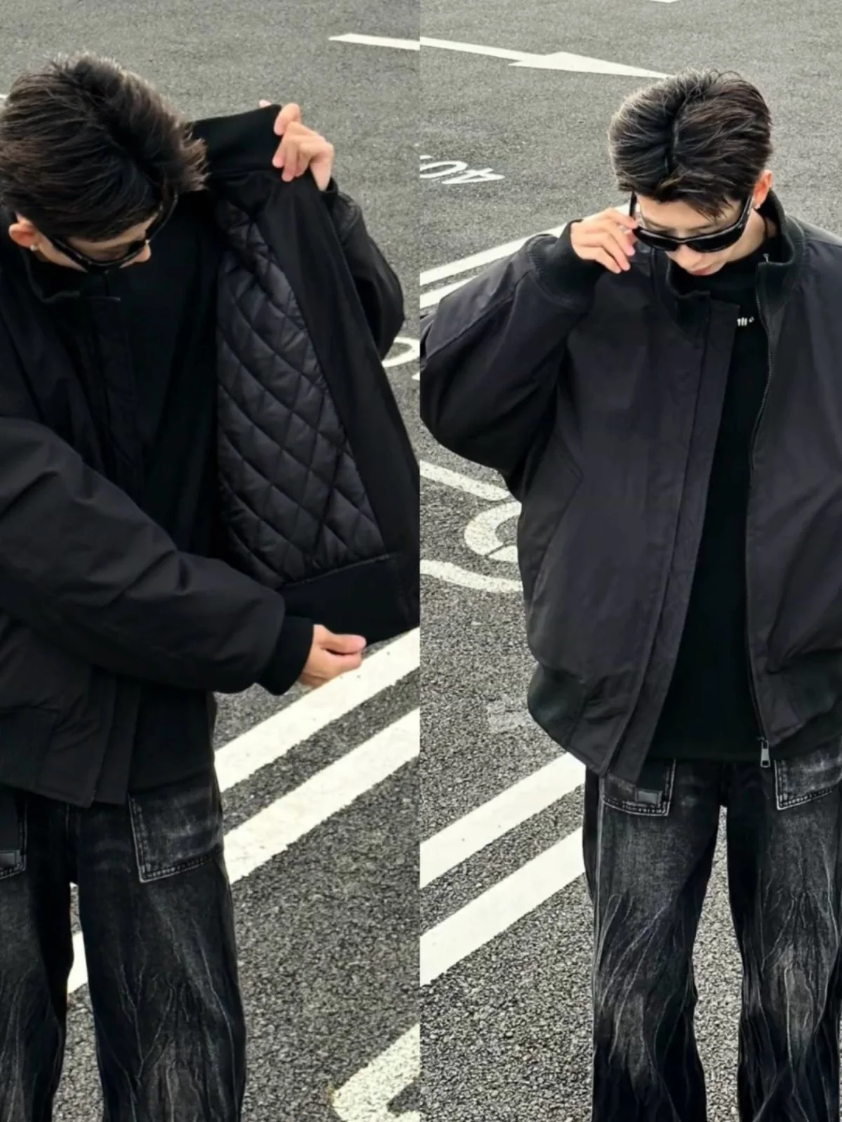 

High-End American Sle Pilot Jaet Cotton Coat Men's Silhouette Outerwear Advanced Feeling Cool Cotton Clothes