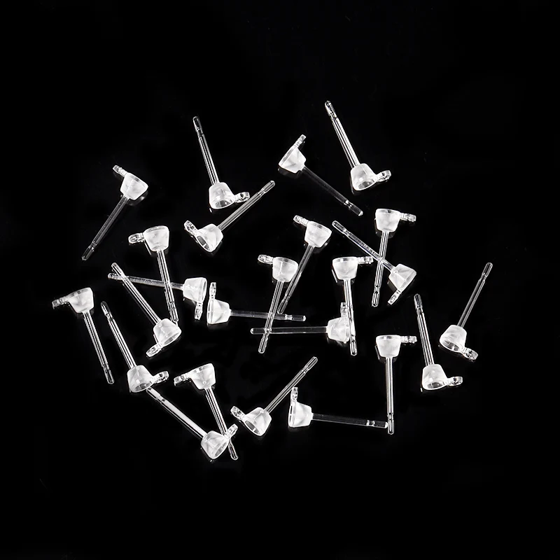 10-20 teile/los 5 Stil Harz Unsichtbaren Kunststoff Ohrring Basis Pins Stud Ohrring Piercing Retainer für DIY Ohrring Erkenntnisse großhandel – Detail 9