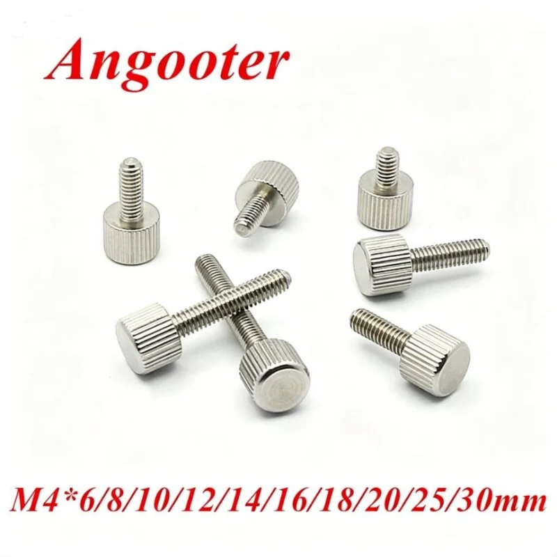 10pcs M4 Thumb Screws M4*6/8/10/12/14/16/20mm Stainless Steel Hand Screw Knurled Cylinder Head Thumb Screws Computer Case Screw