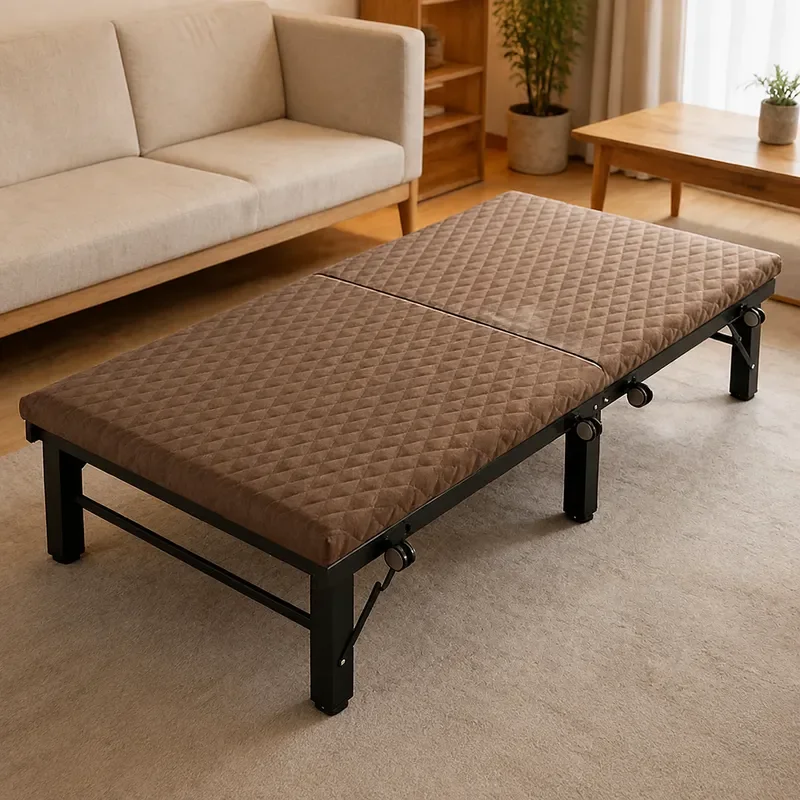 Household Folding Bed 1.2m Reinforced Single Bed for Adults No Assembly Needed Simple Design for Lunch Break or Guest Use