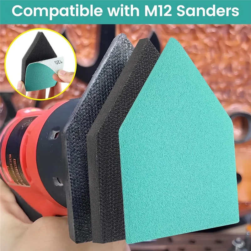 -A02R M-12 Compatible 80PCS Detail Sander Sandpapers(80, 120, 150, 180, 240 Grit) And 2 Sanding Interface Pads