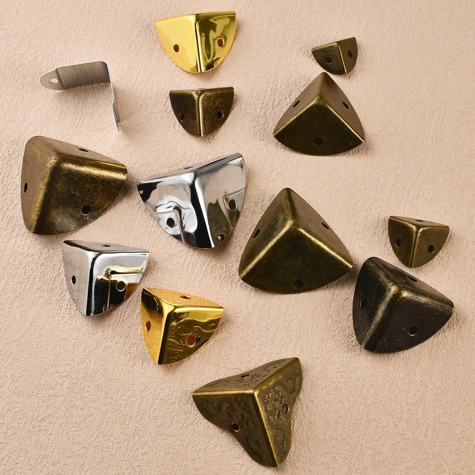12pcs Round corner triple cornered metal corner protection edge hardware wooden box right-angle corner protection edge