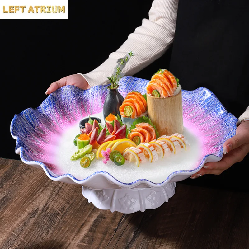 Creative Melamine Seafood Sashimi Plate Snowflake Linglong Dry Ice Plate Hotel Specialty Tableware