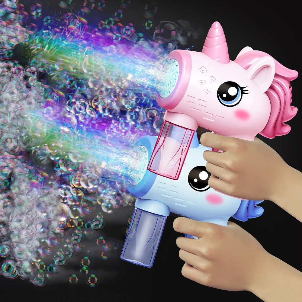 Fully Automatic Bubble Gun Rocket Bubbles Machine Automatic Blower with Bubble Liquid Toy for Kids Beach Outdoor Bubble Gifts