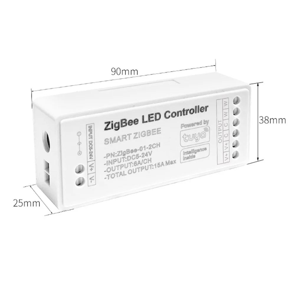 Zigbee WiFi LED Controller 12V 24V Single Color Dual White RGB RGBW RGBCCT LED Strip Smart Controller For Tuya Alexa Google Home