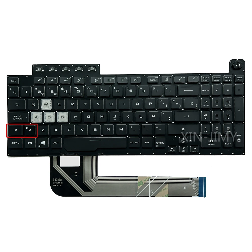 Imagem -03 - Iluminação de Fundo Rgb Teclado Espanhol Eua Fx506 para Asus Tuf Fx506u Fx506ih Fx506l Fx506li Fa506 Fa506q Fa506u Fx706 Fx706u Fx706ii Fx706li Fx506u Fx506ii li Fa506 Fa506q Fa506u Fx706 Fx706u Fx706ii li