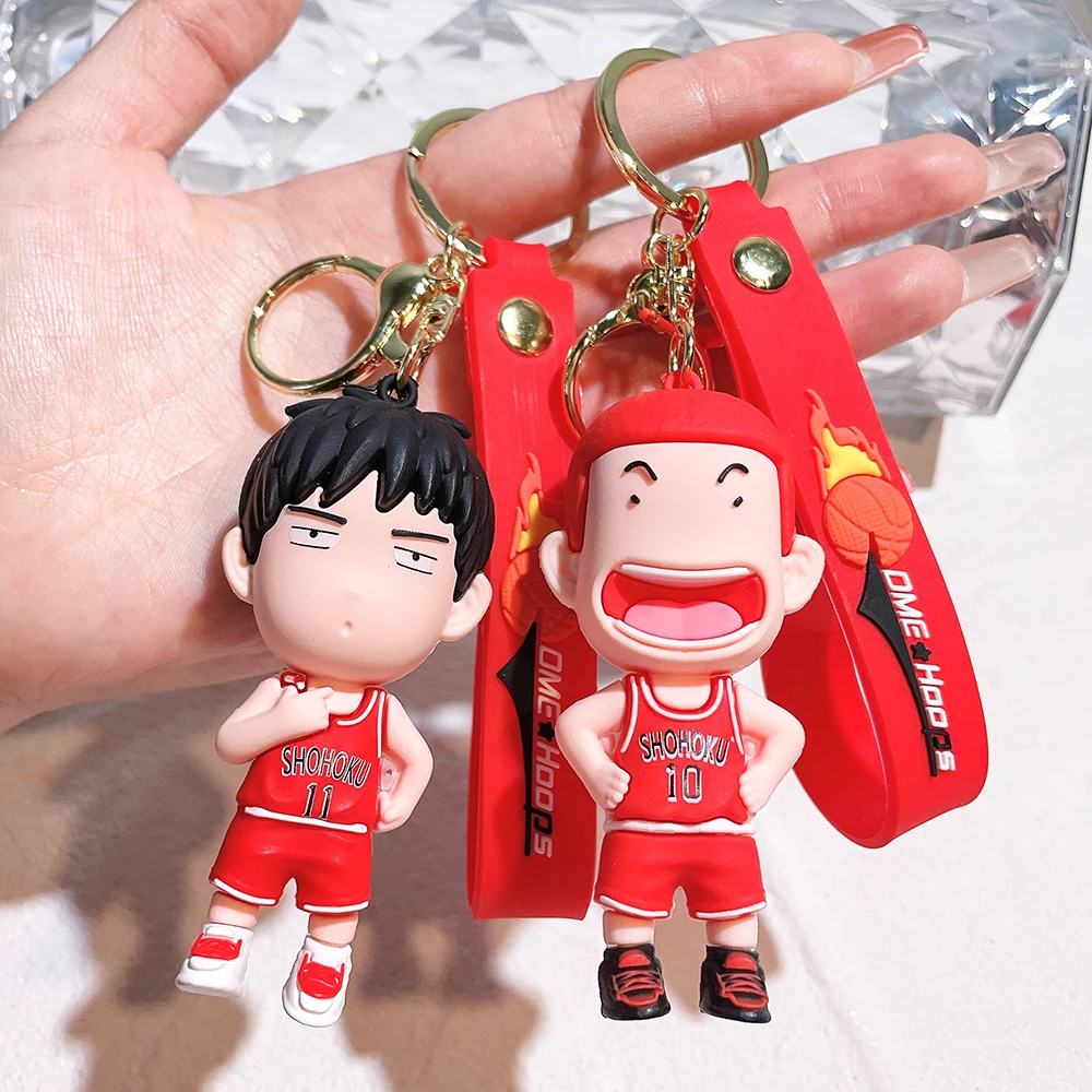 Slam Dunk Keychain Anime Figure Kaede Rukawa Sakuragi Hanamichi Pvc Model Doll Pendant Keyrings Accessories Kids Birthday Gifts