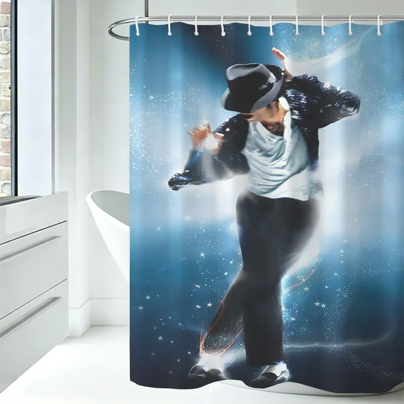 Michael Jackson Legend Shower Curtain King Of Pop Stage Moonwalk Print Bath Curtain With Hooks Retro Waterproof Bathroom Decor