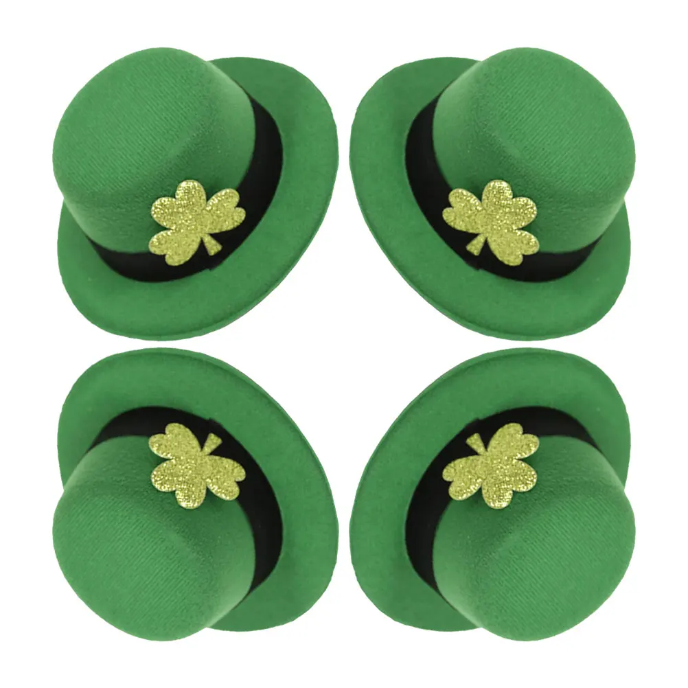 

4 Pcs Green Hat Hair Card Patrick's Day Clip Tops Flash Saint Costume Cloth Festival Accessory Headdress