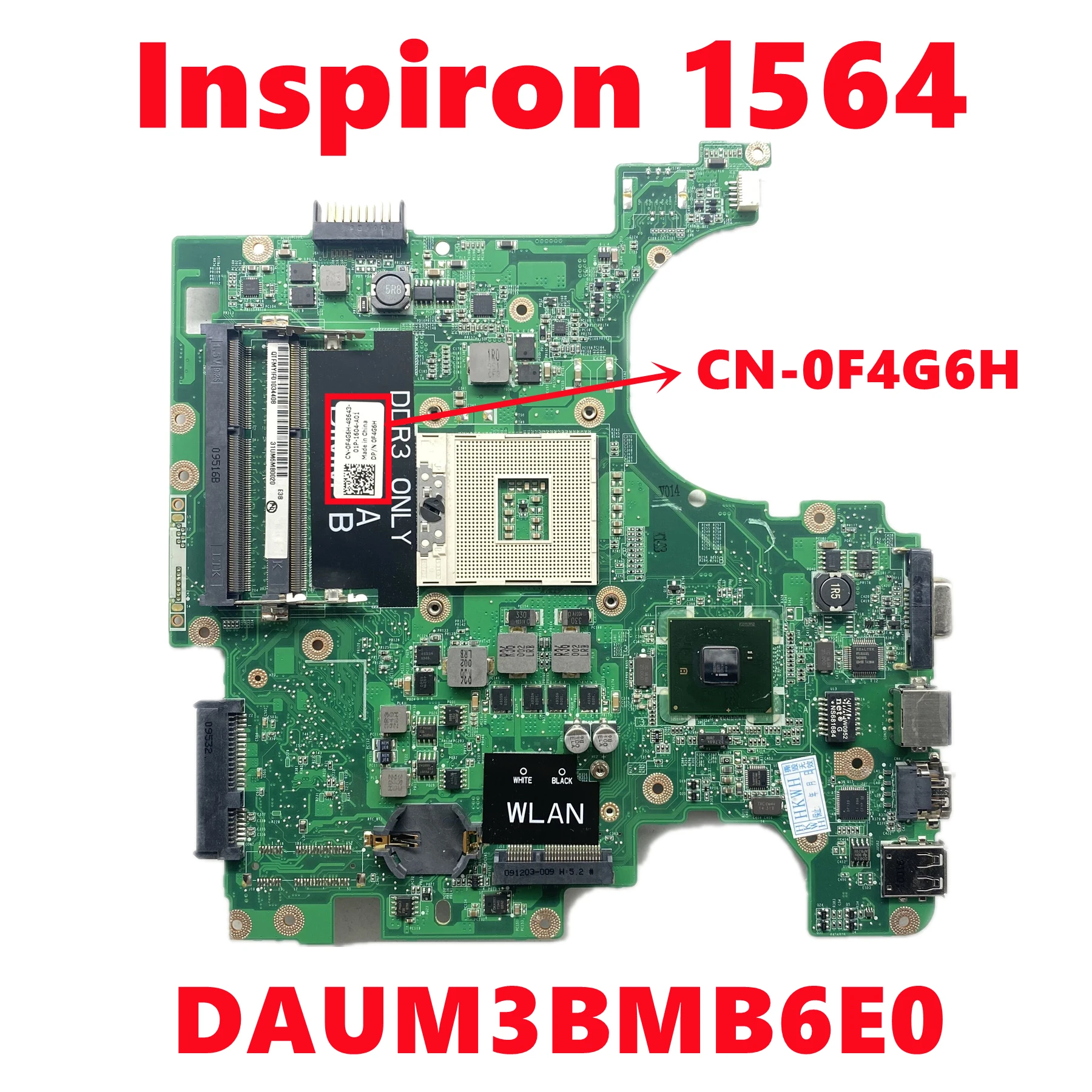 

CN-0F4G6H F4G6H DAUM3BMB6E0 материнская плата для Dell Inspiron 1584, материнская плата для ноутбука HM55 DDR3 UMA, 100% протестировано, ОК