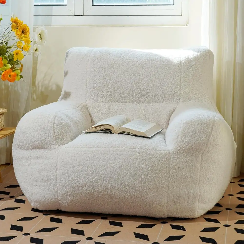 

Eco-Friendly Adult Bean Bag Chair for Bedroom and Living Room in White