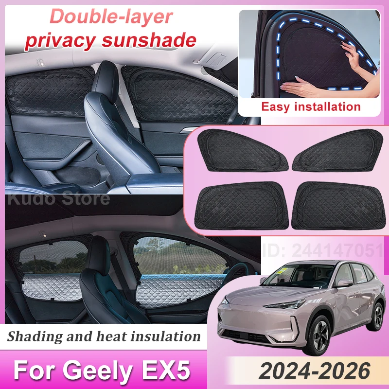 

Double-layer Mesh Sunshade For Geely EX5 2025 Accessories 2024 2026 Sunscreens Car Window Windshield Sun Shades Visor Auto Parts