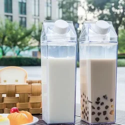 500ml/1000ml Milk Carton Water Bottle Transparent BPA Free Plastic Portable Clear Box for Juice Tea Milk Bottles