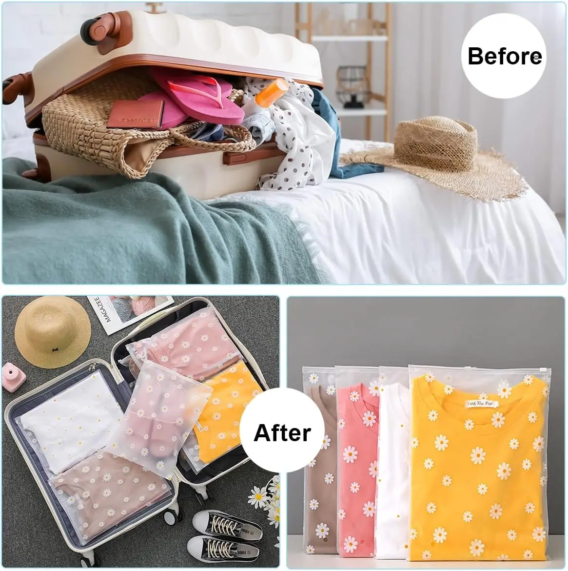 5/10pcs Reusable Ziplock Bags Plastic Travel Clothes Storage Bags Clear Socks Bags Waterproof Luggage Organizer for Shoe Storage