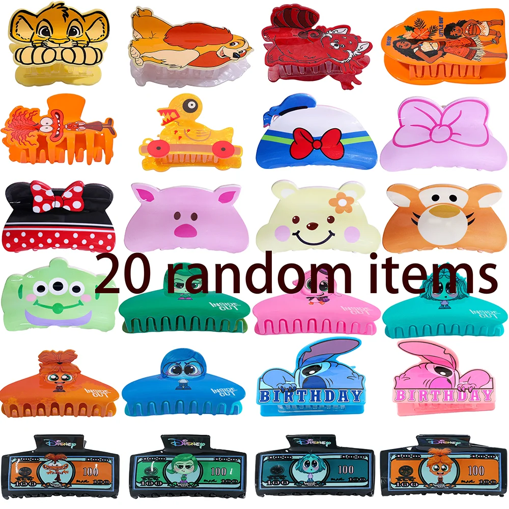 

20, случайная серия Disney Stitch, акриловая заколка для волос в форме акулы, очаровательное милое модное украшение для волос, стильные аксессуары для волос