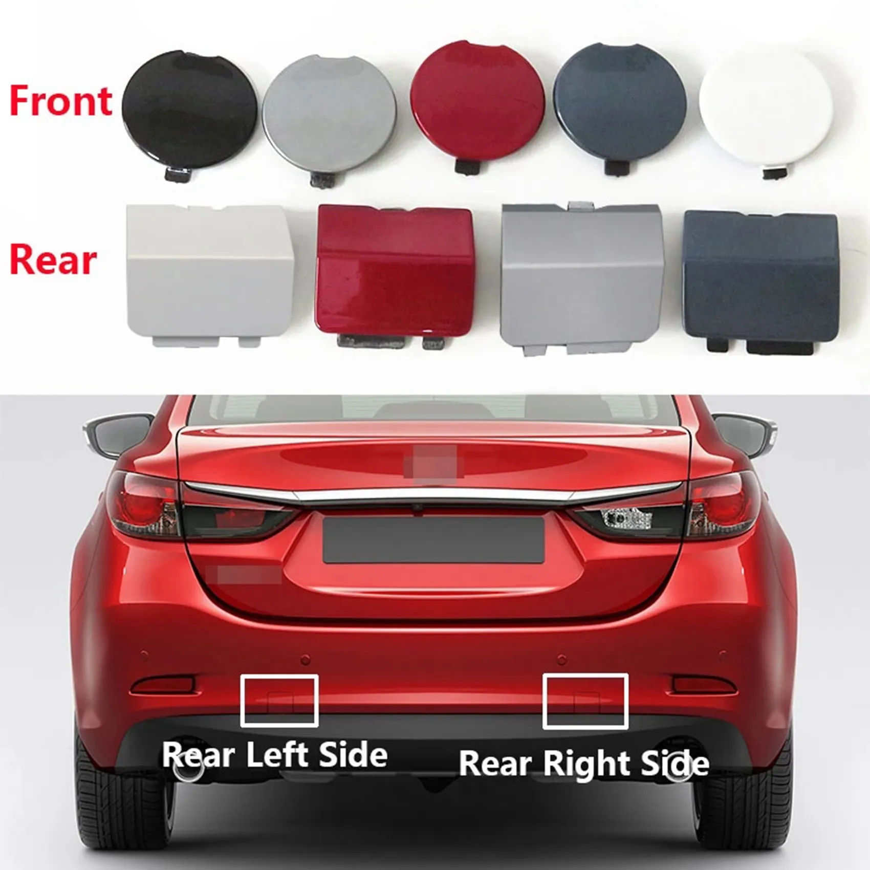 For Mazda 6 Atenza Sedan 2013 2014 2015 2016 Black Front and Rear Bumper Tow Hook Cover Trailer Cover Tow Goggles