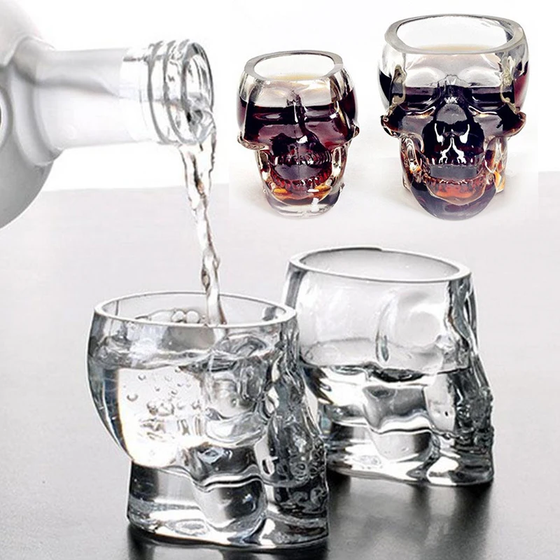 1 Pcs Skull Cup Shot Glass Transparent Cup Crystal Skull Head Glass Cup Bar Party Vodka Brandy Beer Wine Glass 50ml Drinkware