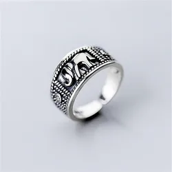 New Retro Thai Silver Personality Elephant 925 Sterling Silver Jewelry Sweet Animal Domineering Exquisite Opening Rings R229