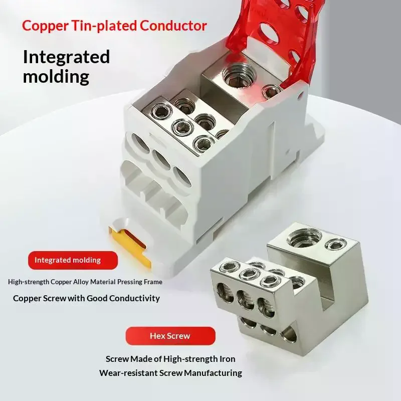 UKK Din Rail Terminal Block Power Distribution Box 80A One In Multiple Out Electrical Wire Junction Box Split