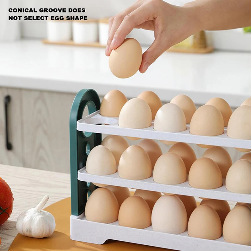 Egg Storage Container Large Capacity Egg Refrigerator Tray For Household Easy To Use Fridge Flip Egg Fresh-Keeping Case Holder