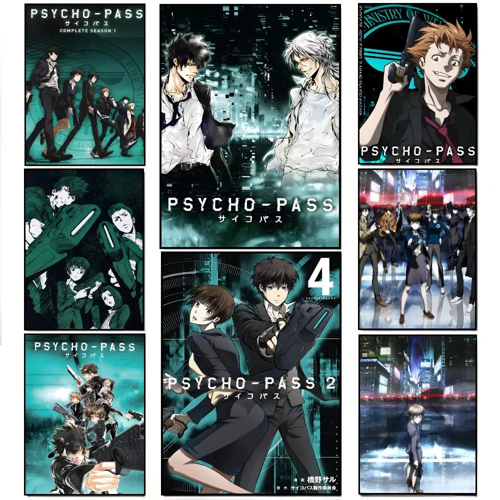 Cyberpunk Anime P-Psycho-Pass Poster Frameless Wall Art Print, Peel-and-Stick Removable