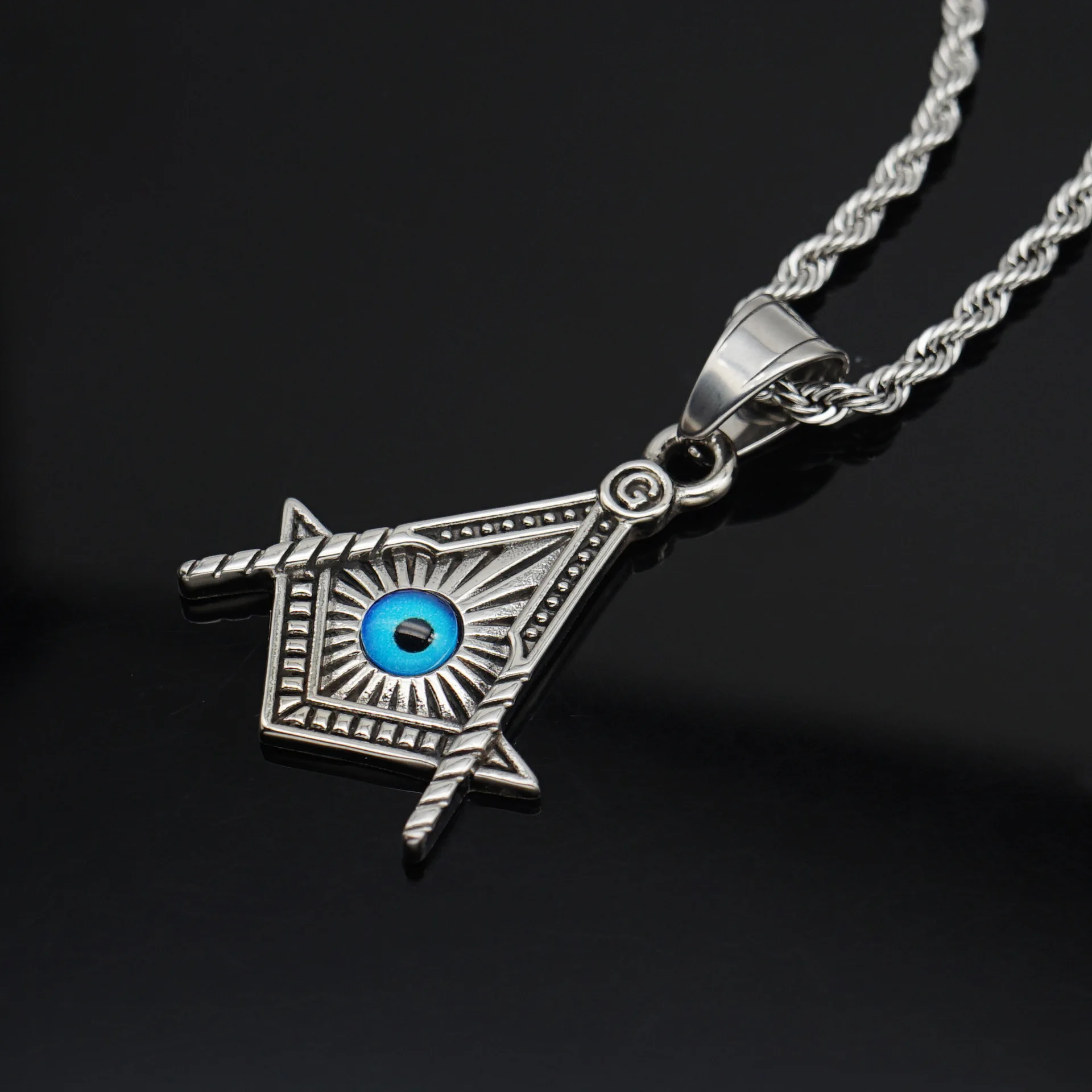 5 قطع الساخن بيع أحدث تصميم الماسونية AG قلادة الساحرة البسيطة مجوهرات الفولاذ المقاوم للصدأ الماس العين قلادة قلادة