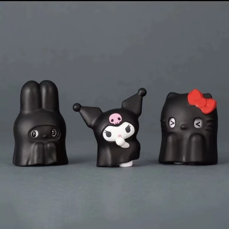 애니메이션 피규어 시나모롤 쿠로미 고스트 스타일 미니 액션 피규어 귀여운 데스크탑 장식 모델 트렌디 장난감 소녀 할로윈 선물
