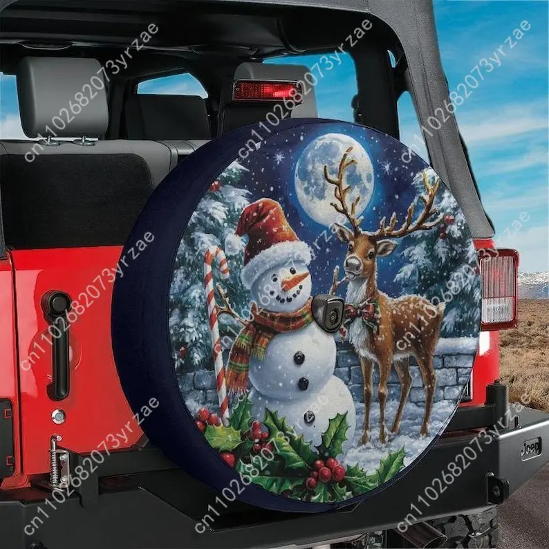

Christmas Snowman Reindeer Various Models Spare Tire Cover Prevention Sand Dust rainwaterTire Cover Sturdy Durable Tire Covers