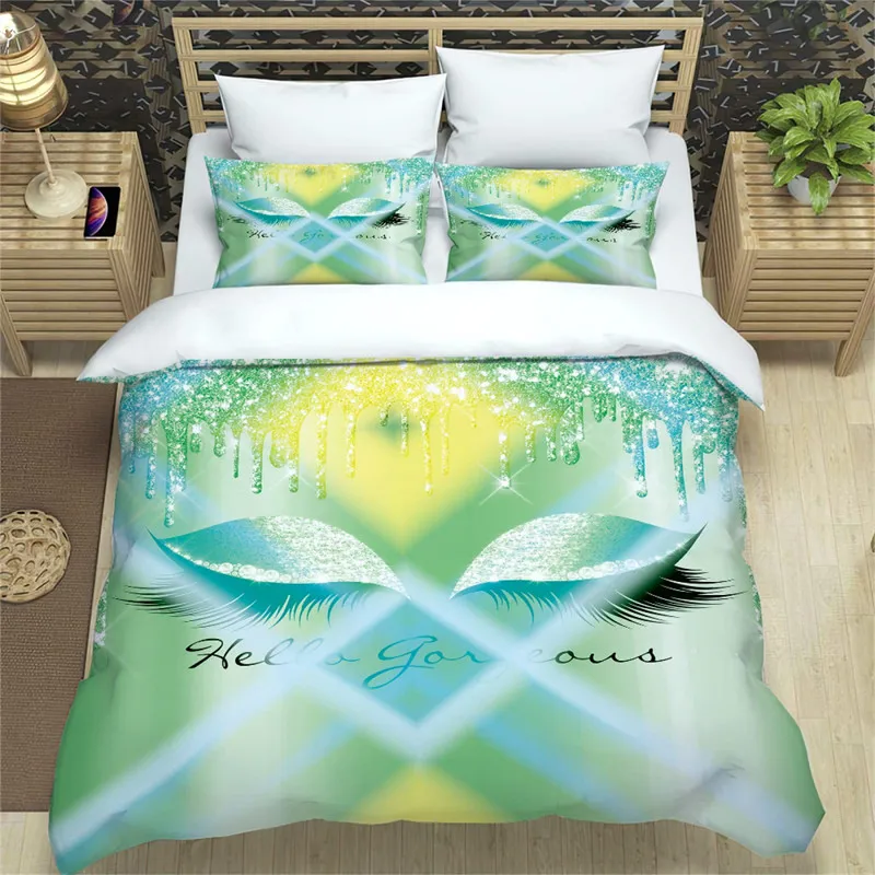 Beauty Eyelashes Duvet Cover Queen For Girls Woman Eyes Pattern Design Comforter Cover Modern Lovely Sexy Eyelashes Bedding Set