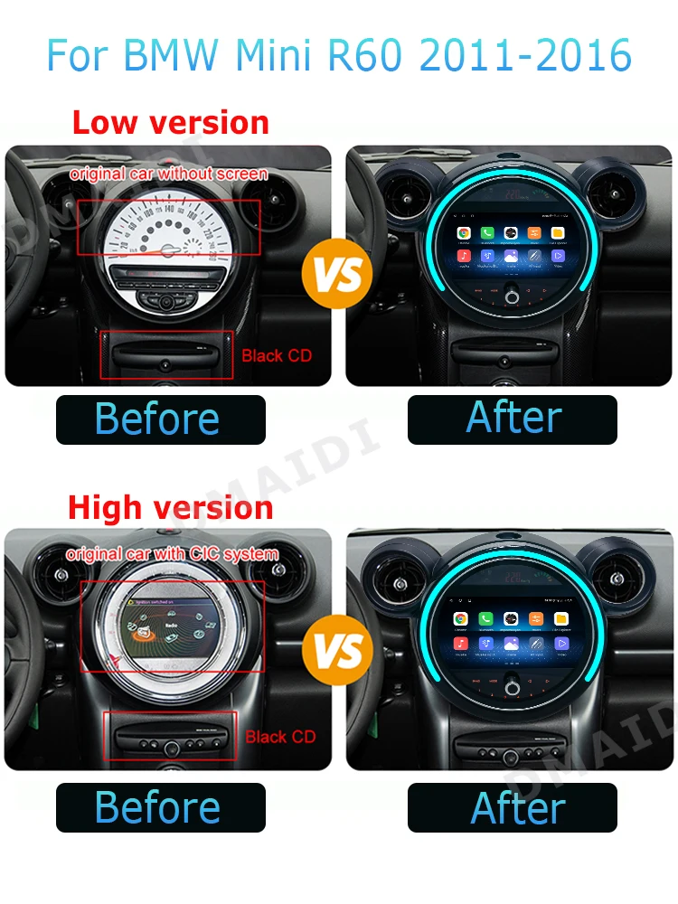 Android 12 For BMW Mini Cooper R56 R57 R58 R60 F54 F55 F56 F60 Radio ScreenMultimedia Player Car Stereo GPS Navigation Carplay