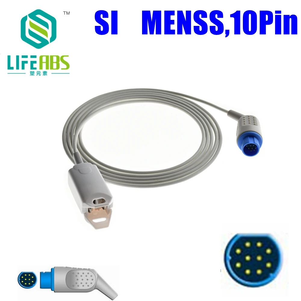 

Клипса силиконовая для мониторинга пациента, многоразовый зажим на палец для взрослых, длинный кабель, Spo2, датчик кислорода, отдельный датчик Spo2, 10 контактов