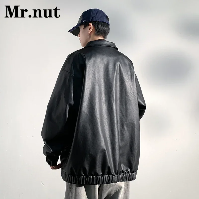 Mr.nut Men\'s Autumn Winter Soft Leather Motorcycle Clothing Windbreak Bomber Jacket Camping Waterproof Biker Jackets Man Coat