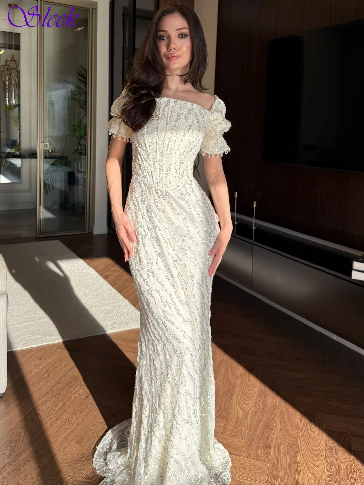 تخصيص حورية البحر ساحة الياقة أنيقة كلاسيكية مساء اللباس حساسة المشاهير أثواب عالية الجودة أزياء حزب اللباس