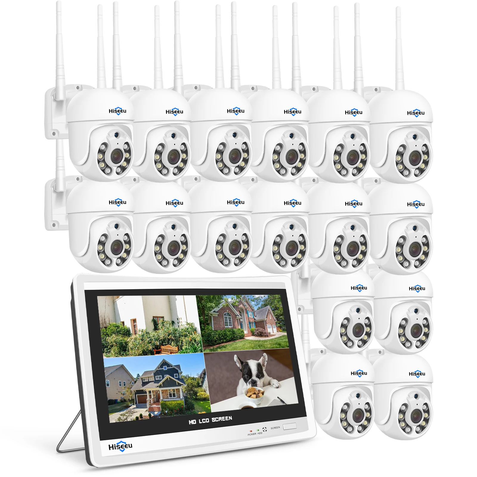 

12.5 inch monitor surveillance 16CH CCTV LCD Screen home security PTZ outdoor Wireless IP Camera CCTV Wifi Nvr system