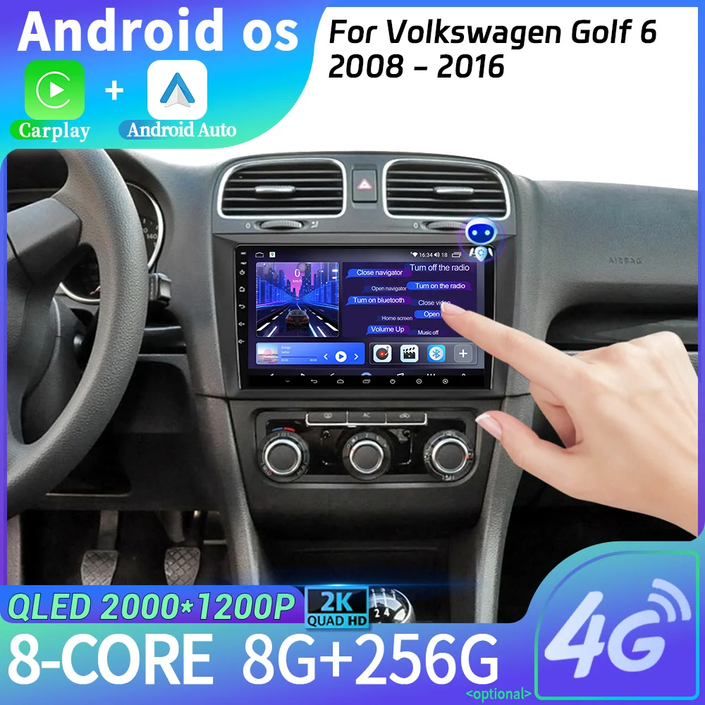 

Android 14 For Volkswagen Golf 6 2008-2016 Head Unit 2DIN Wireless Carplay Stereo Screen Car Radio Multimedia Navigation