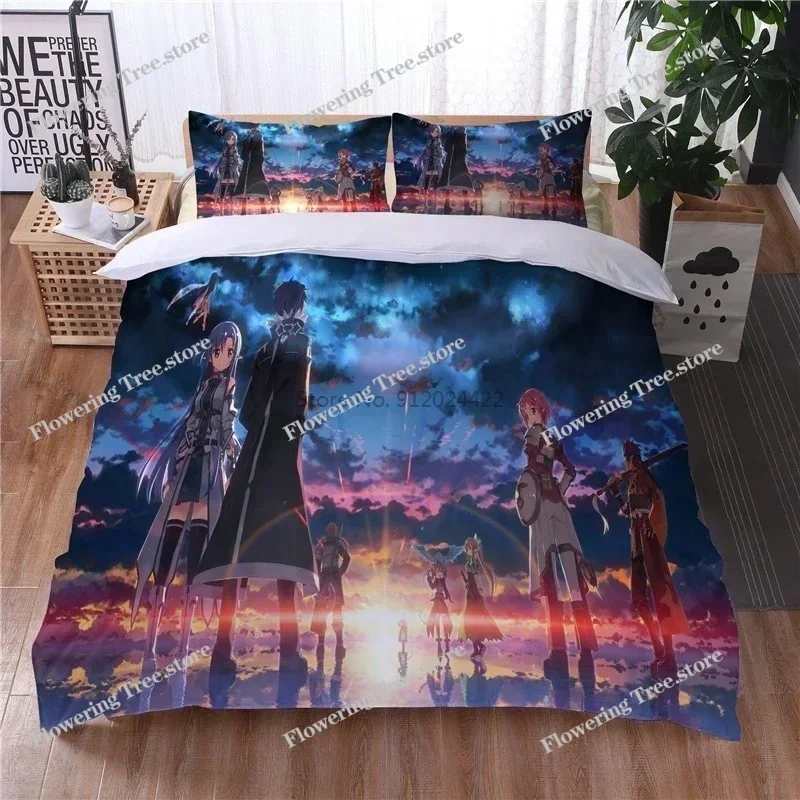 

Anime Sword Art Online Bedding Set Cartoon SAO Duvet Cover Sets Pillowcases Single Twin Double Queen King Size Bedclothes