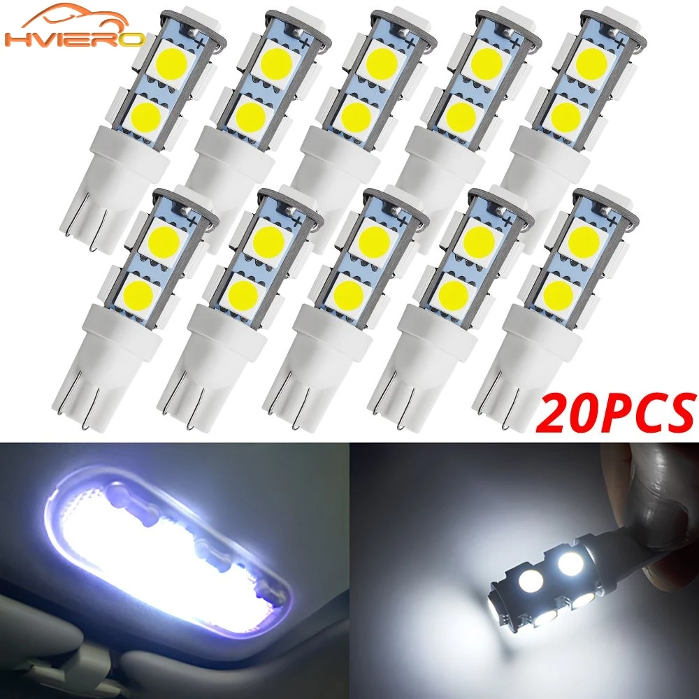 

20X Car Lights Auto Interior Bulb Reading Wedge Parking Backups Lighting Lamp T10 W5W 5050 White Waterproof 9LED 194 168 DC 12V
