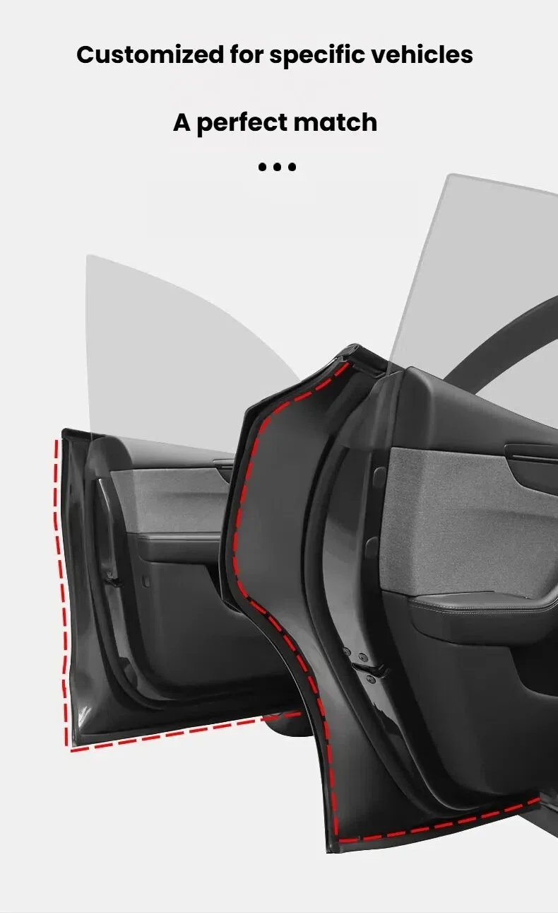 For All Tesla Model YL/Y Juniper 2021-2026 Door Seal Kit Soundproof Rubber Weather Strip Wind Noise Reduction Kit