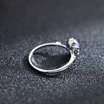 經典設計鍍金/鍍銀橢圓形切割藍色蛋白石戒指,宮廷風格奢華女士珠寶,生日石週年紀念禮物 10 最佳銷售 藍色蛋白石 - №4