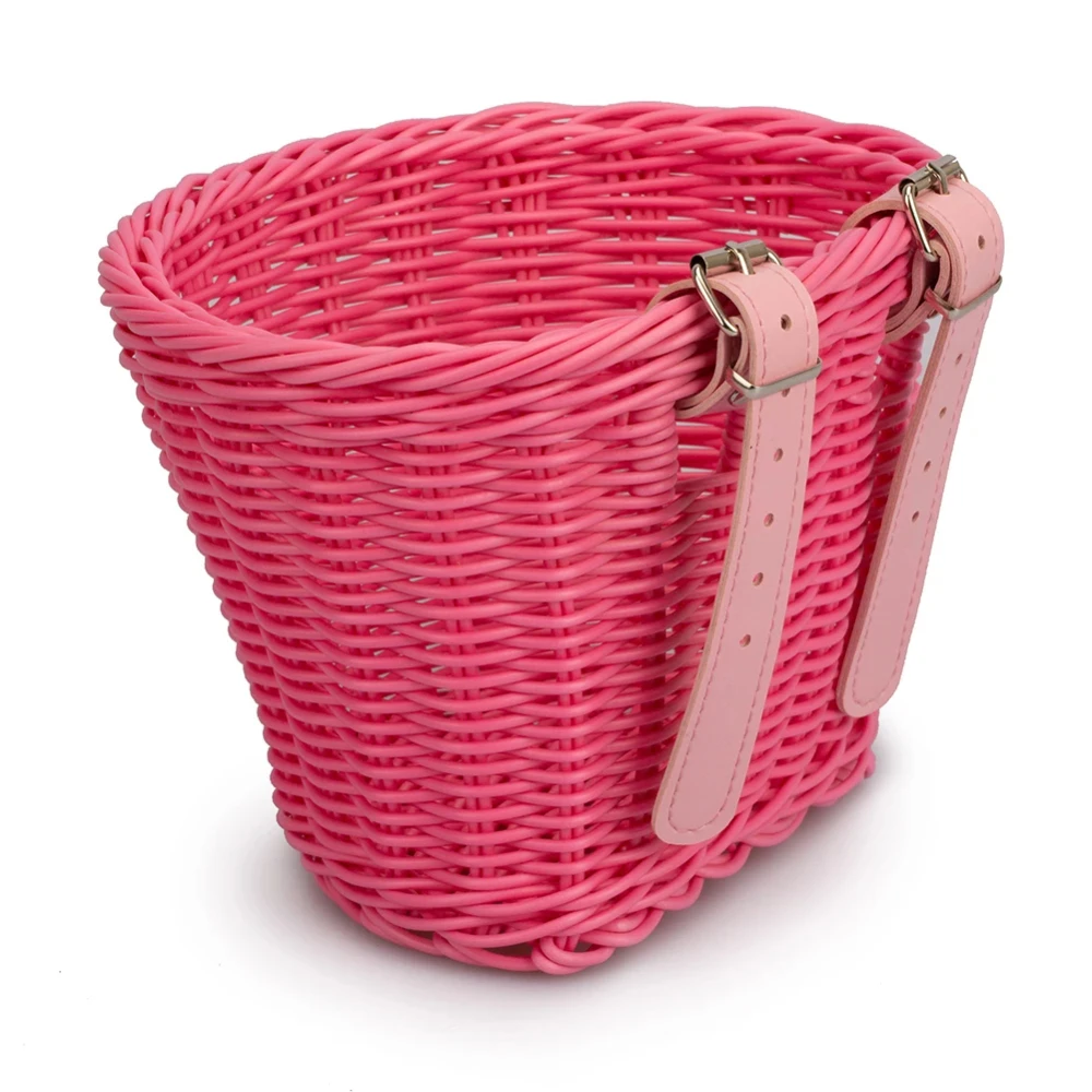 Front Handlebar Bicycle Basket Multifunction Traditional Bicycle Basket Waterproof Hand Woven Bike Basket for Kids Children Bike