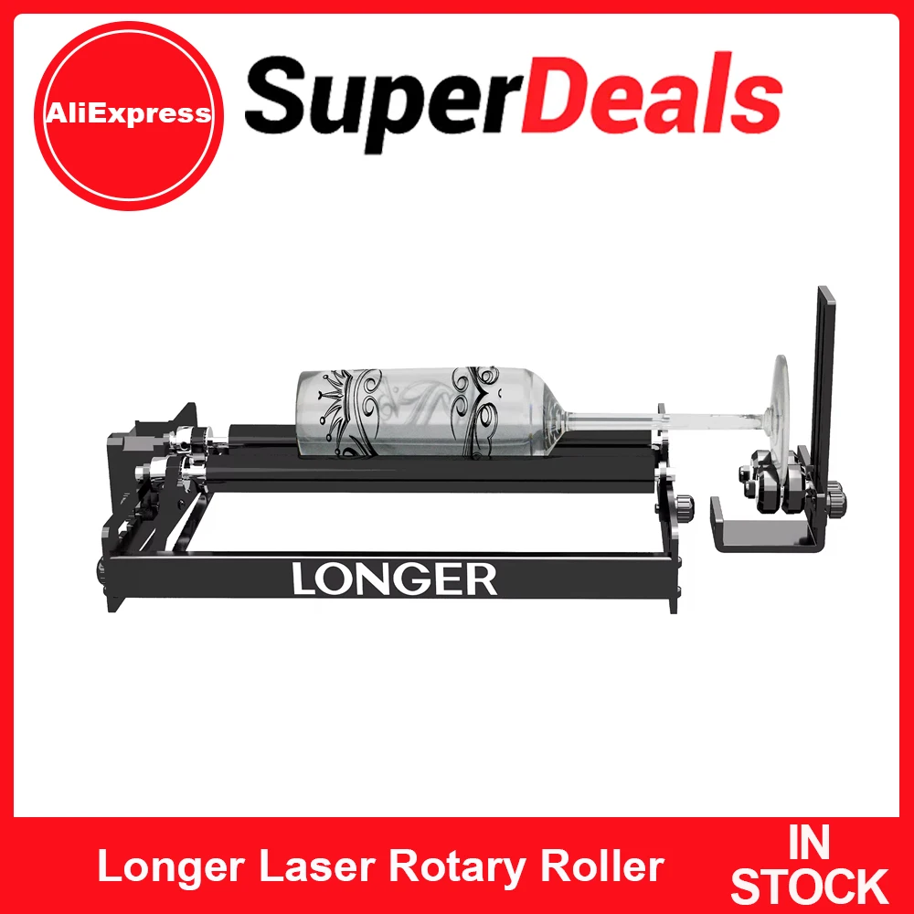 

Longer Laser Rotary Roller 360 ° Rotation Y-axis Laser Rotary Attachment 6-200mm Adjustable for Engraving Cylindrical Objects