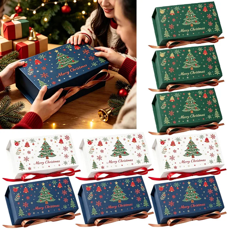 5-50PCS Elegant Christmas Gift Box with Ribbon Tree Snowflake Design Exquisite Packing for Holiday Wedding Small Party Favor Fun