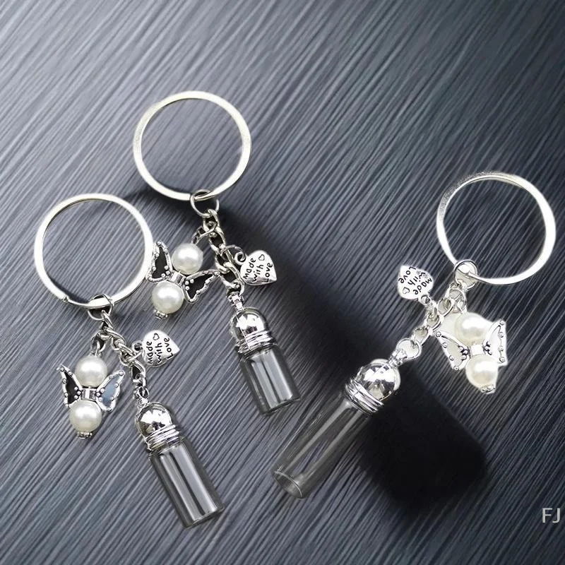 [YU] الزجاج زجاجة فارغة المفاتيح قلادة شفافة الزيوت الأساسية العطور الجرار زجاجة متمنيا صغيرة المفاتيح DIY بها بنفسك الحرف اليدوية