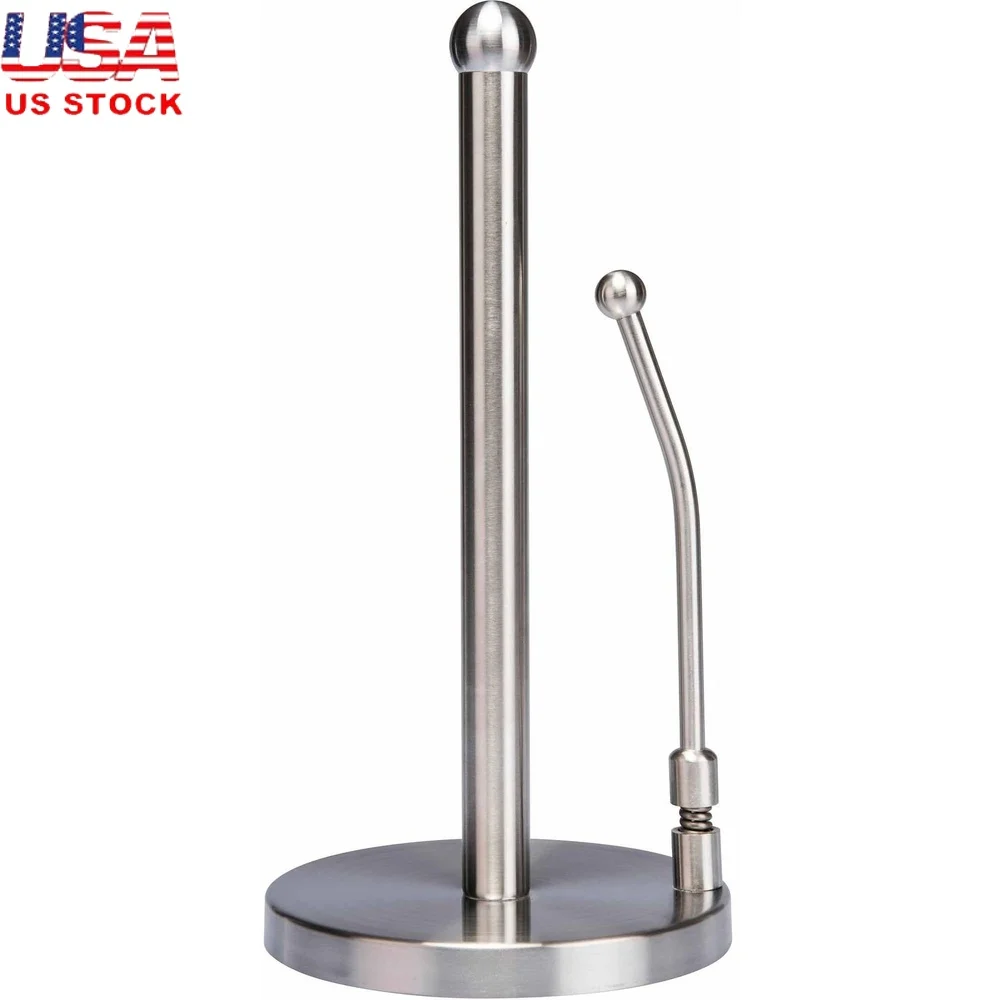 

Держатель для бумажных полотенец из нержавеющей стали, тяжелое утяжеленное основание, устойчивое к ржавчине кухонный аксессуар, боковой диспенсер, прочное дно из ЭВА