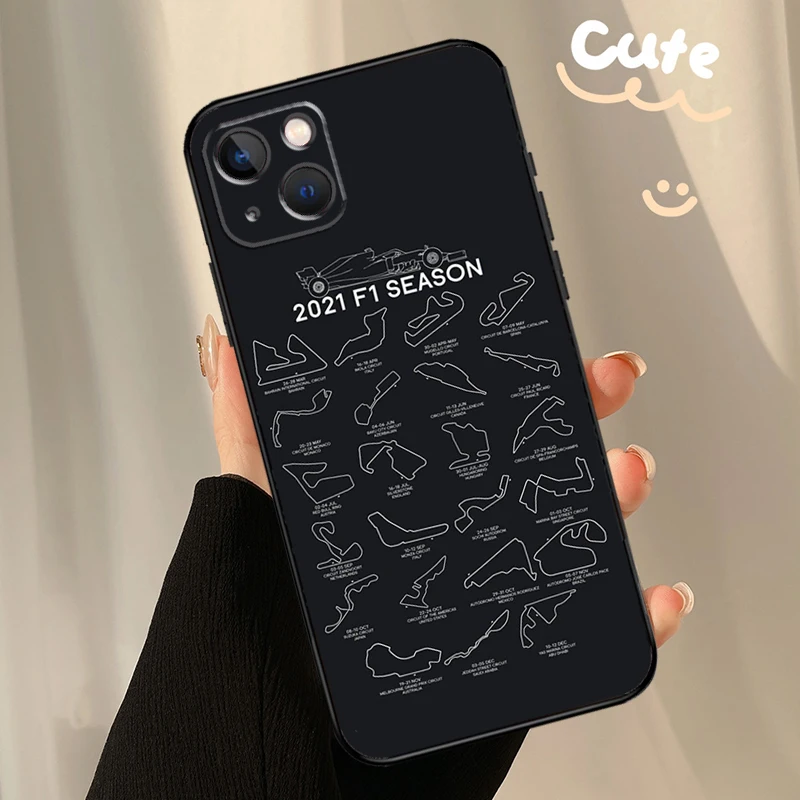 F1 Race Tracks Phone Case For iPhone  XR X XS Max Plus 12 13 Mini 11 12 13 14 15 16 Pro Max Cover