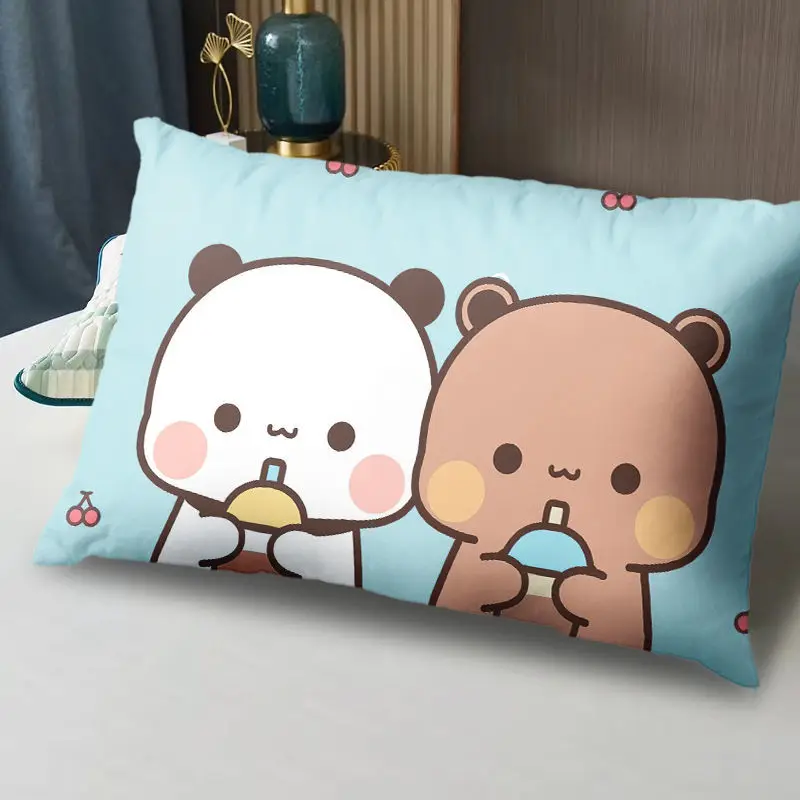 Panda Bear Hug Bubu Dudu Rectangle Throw Pillowcase Velvet Cute Home Sofa Car Cushion Lovers Back Cushion Cover Birthday Gift