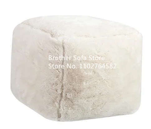 Fur fabric Ottoman bean bag Pouffe Stool Dressing Table Stool no Legs Removable Cover Soft Footstool bean bag step stool